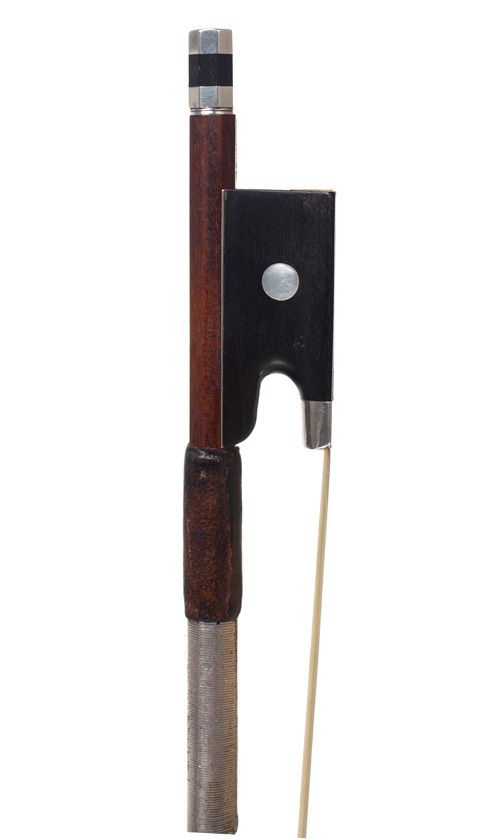 A silver-mounted violin bow by Albert Fischer, Germany