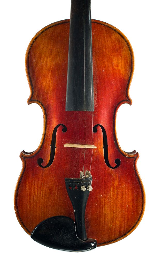 A violin, labelled Antonius Stradivarius Cremonenfis