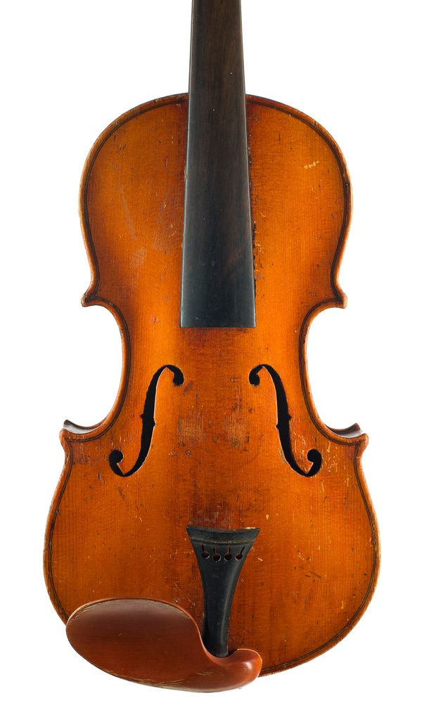 A violin, labelled Strad