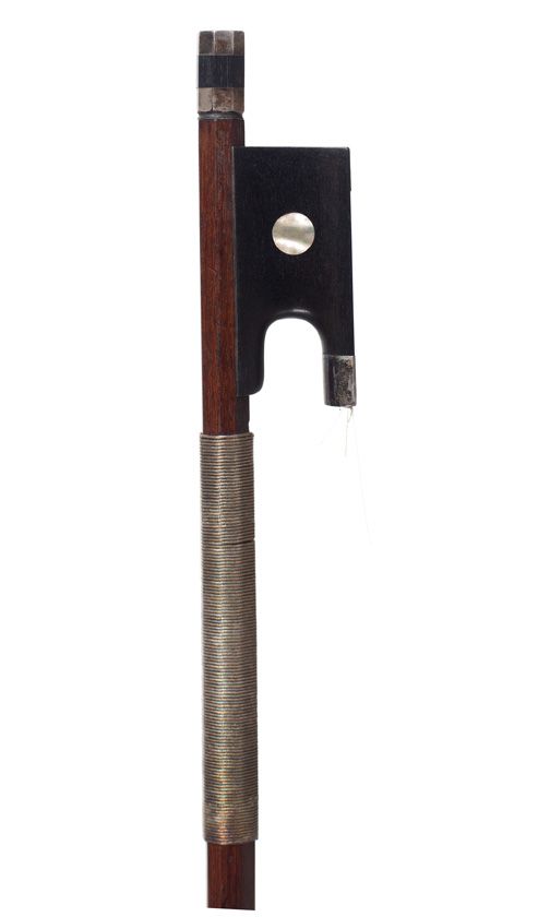A silver-mounted violin bow, unstamped