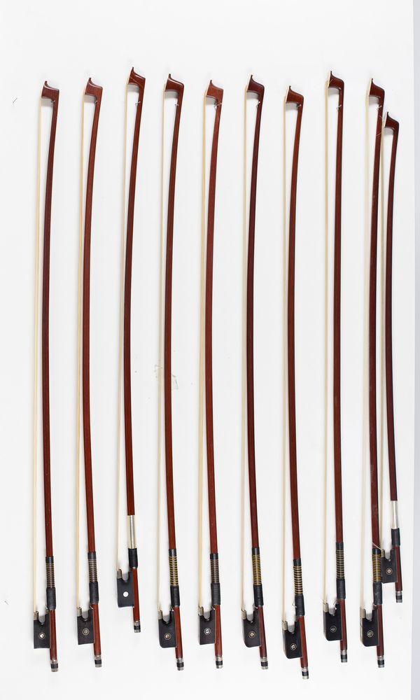 Ten violin bows, varying lengths