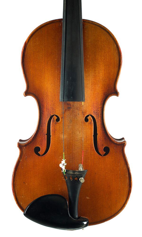 A three-quarter sized violin, labelled copie de Antonius Stradivarius