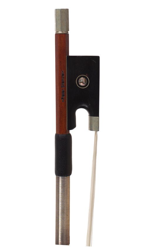 A nickel-mounted violin bow stamped Peter Stenzel