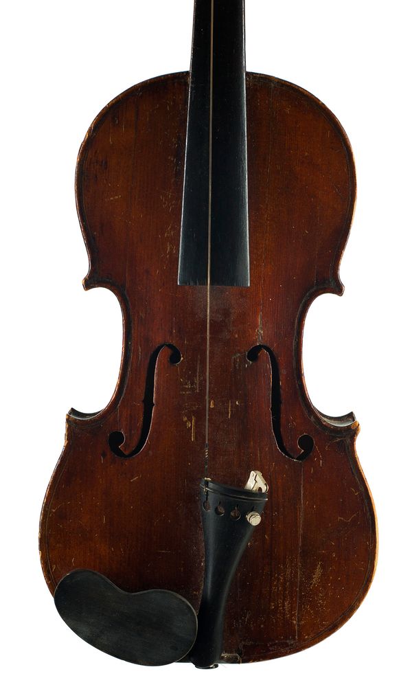 A half-sized violin, labelled Neuner & Hornsteiner