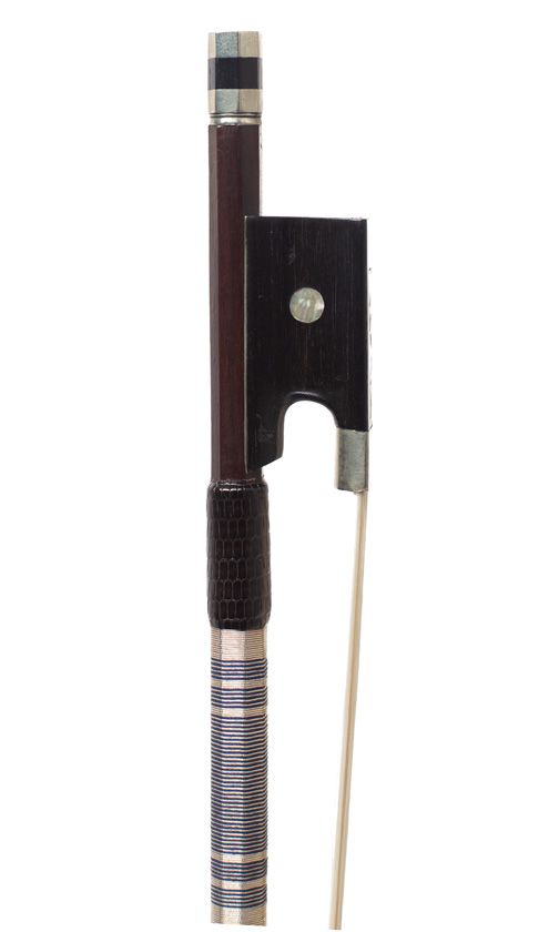 A nickel-mounted violin bow, School of Simon, France