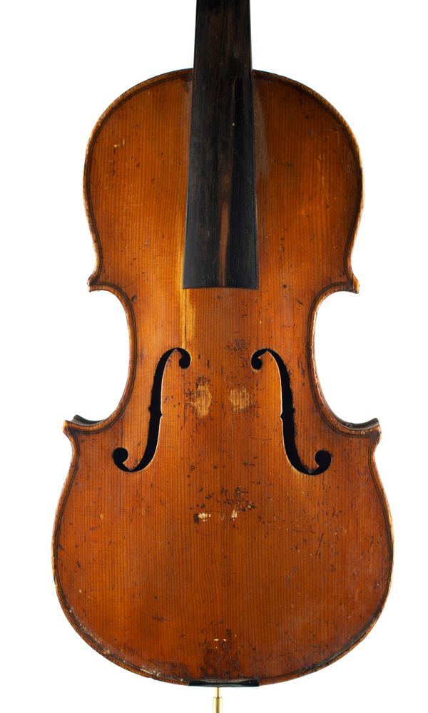 A three-quarter sized violin, labelled Nachamung von Antonius Stradivarius