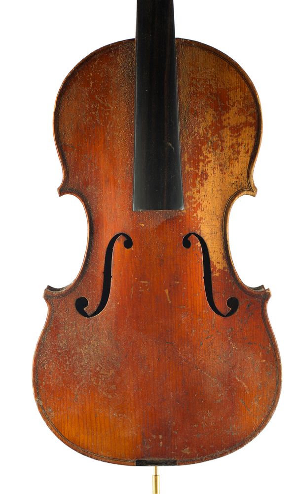 A three-quarter sized violin, labelled Copie de Antonius Stradivarius