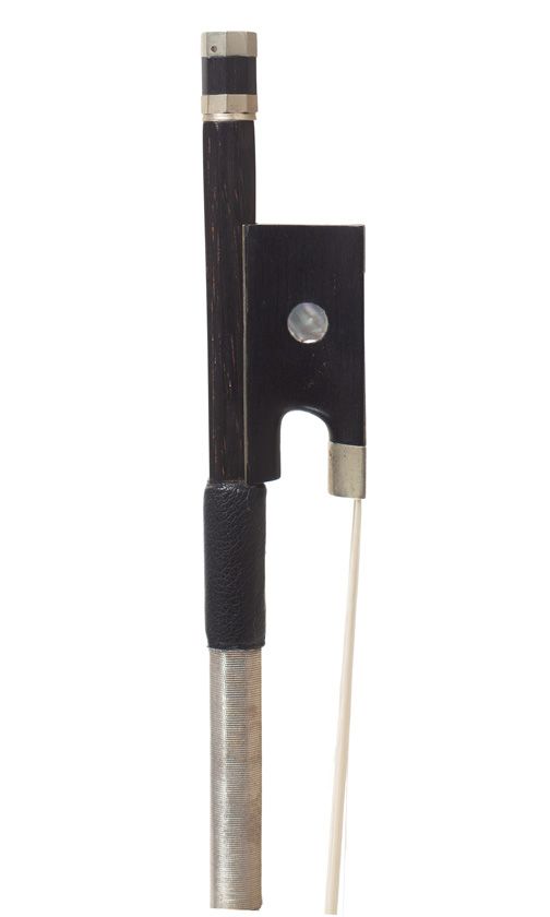 A nickel-mounted violin bow, Workshop of Dominique Peccatte