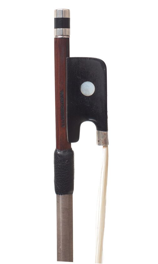 A silver-mounted cello bow by W. H. Hammig, Leipzig