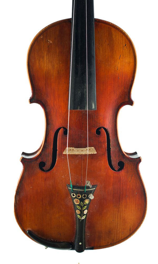 A violin, labelled Antonius Stradivarius Cremonensis