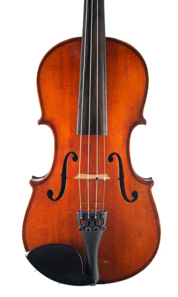 A three-quarter sized violin, labelled Max Rudoph