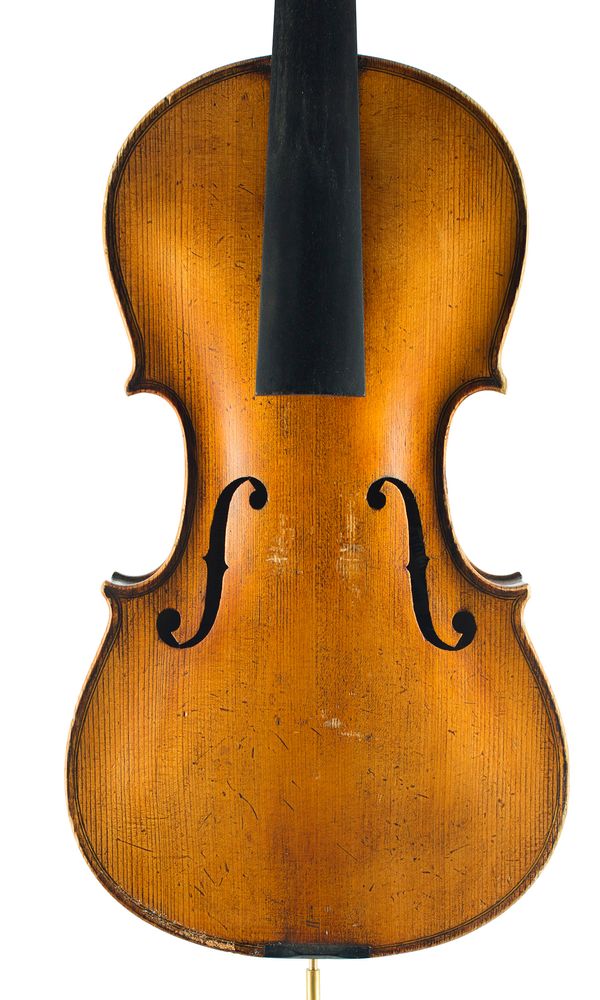 A violin, labelled Jacobus Stainer in Absam