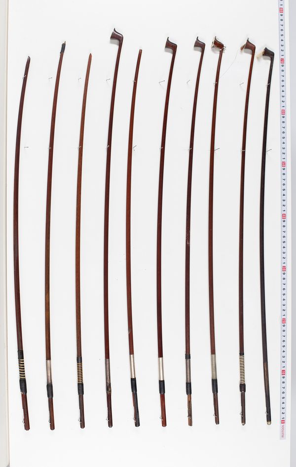 Ten violin sticks, varying lengths