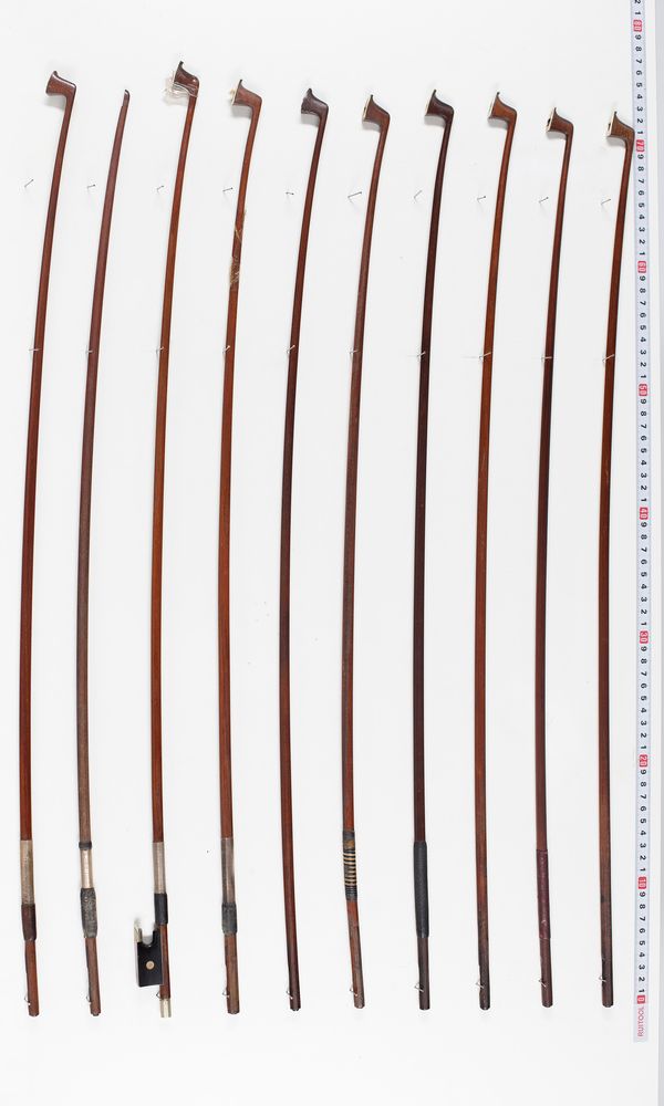 Ten violin sticks, varying lengths