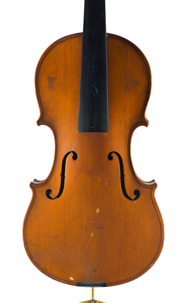 A violin, labelled E. R. Schmidt & Co.