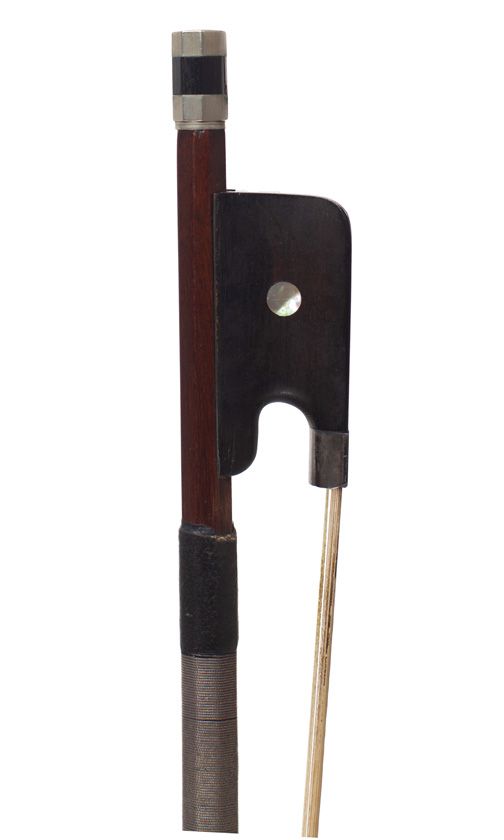 A nickel-mounted cello bow, unstamped