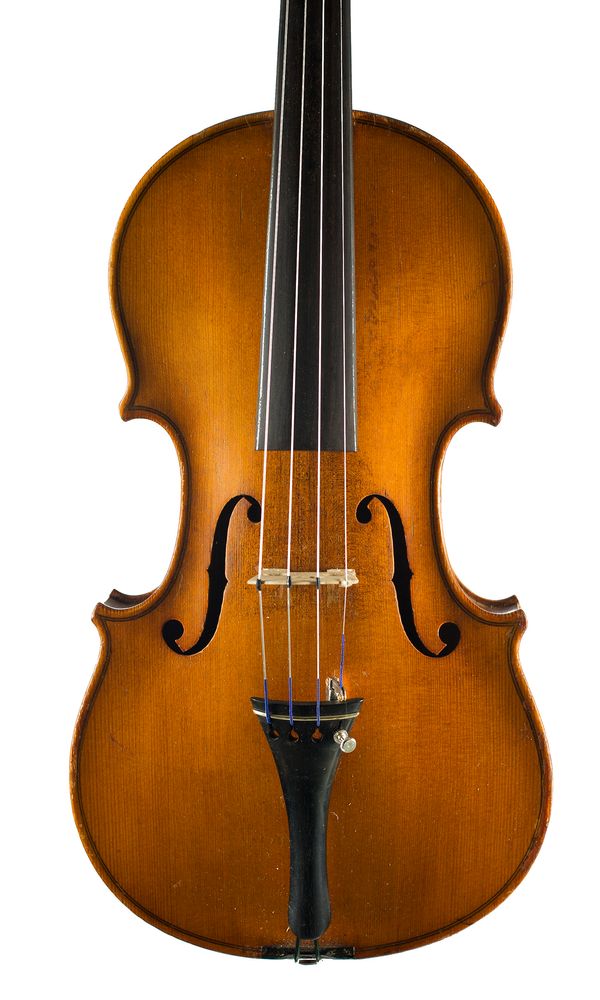 A violin, labelled Nicolaus Amatus