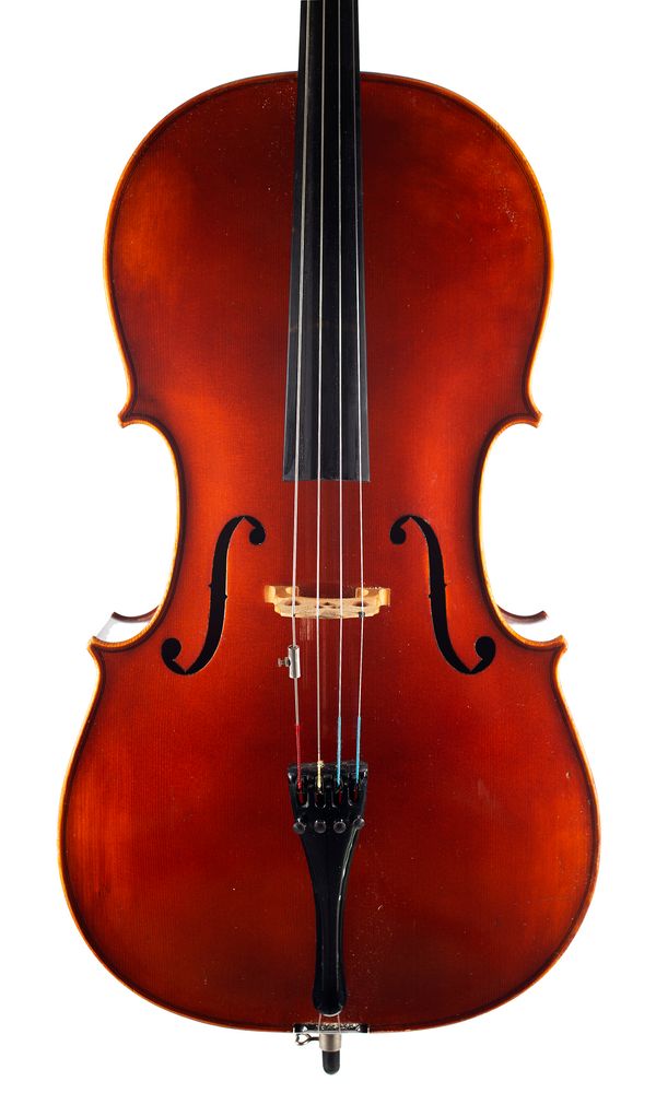 A cello, labelled Hans Wagner