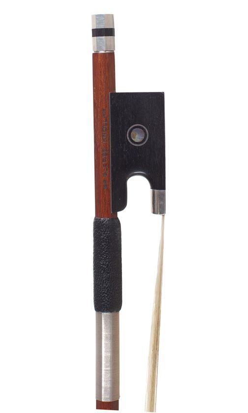 A silver-mounted violin bow, stamped Alfred Knoll