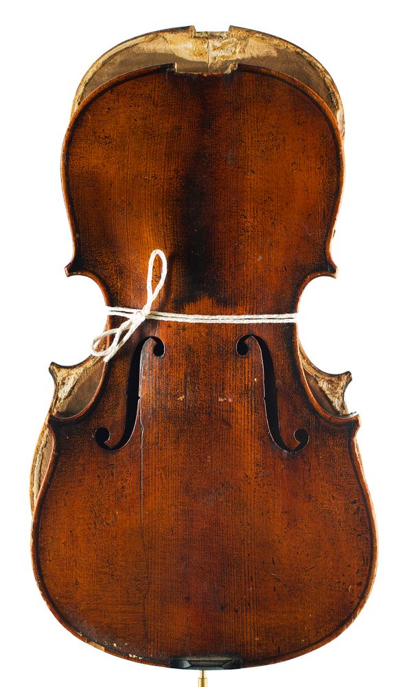 A violin, labelled Nicolaus Amati