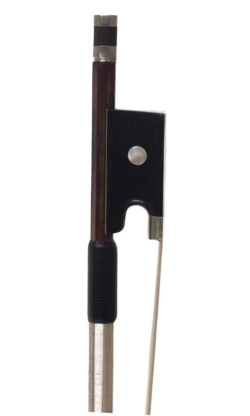 A nickel-mounted violin bow, unstamped