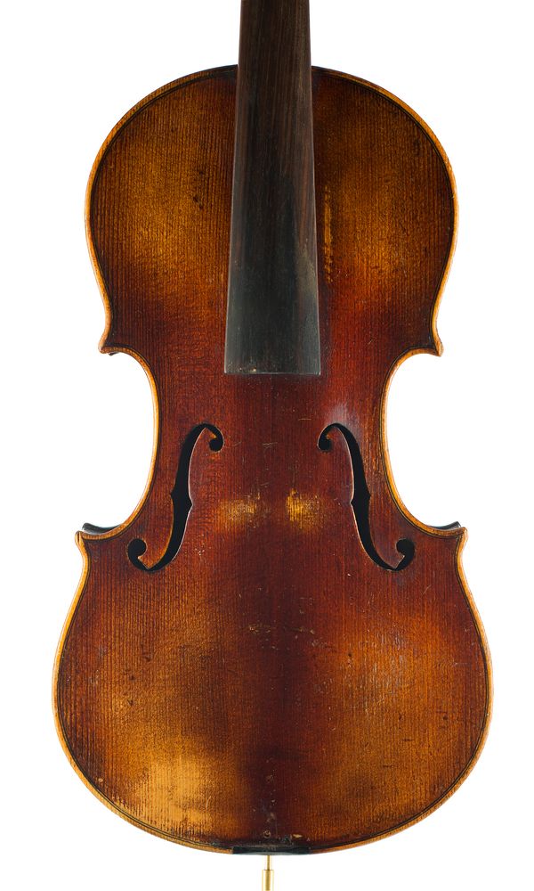 A violin, labelled Nicolaus Amatus