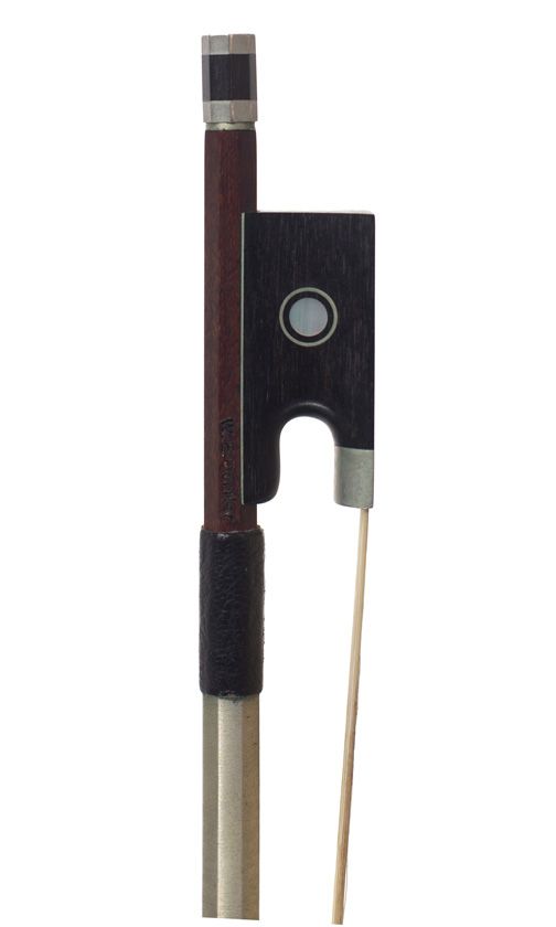 A nickel-mounted violin bow, stamped W. E. Dorfler