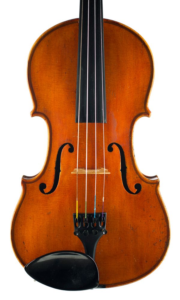A violin, branded on button