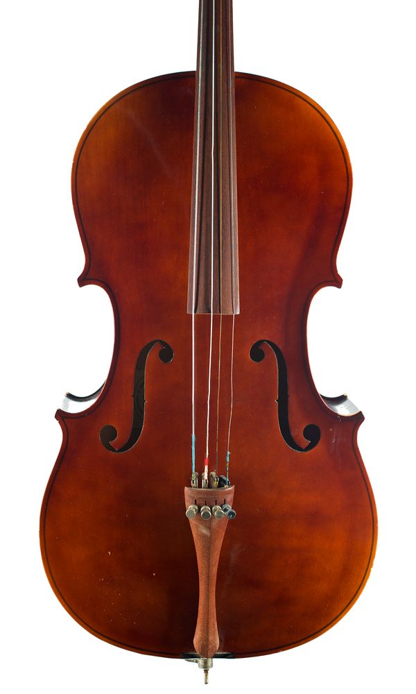 A three-quarter sized Cello, labelled B & H 400 Made in Czechoslovakia