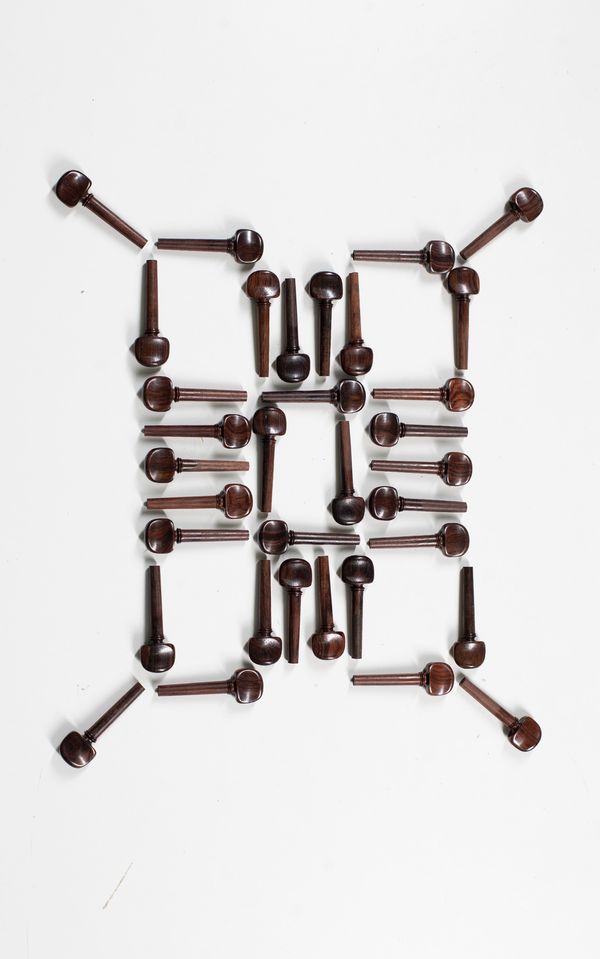 Thirty four violin pegs