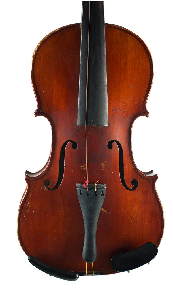 A violin, labelled Made in Nippon