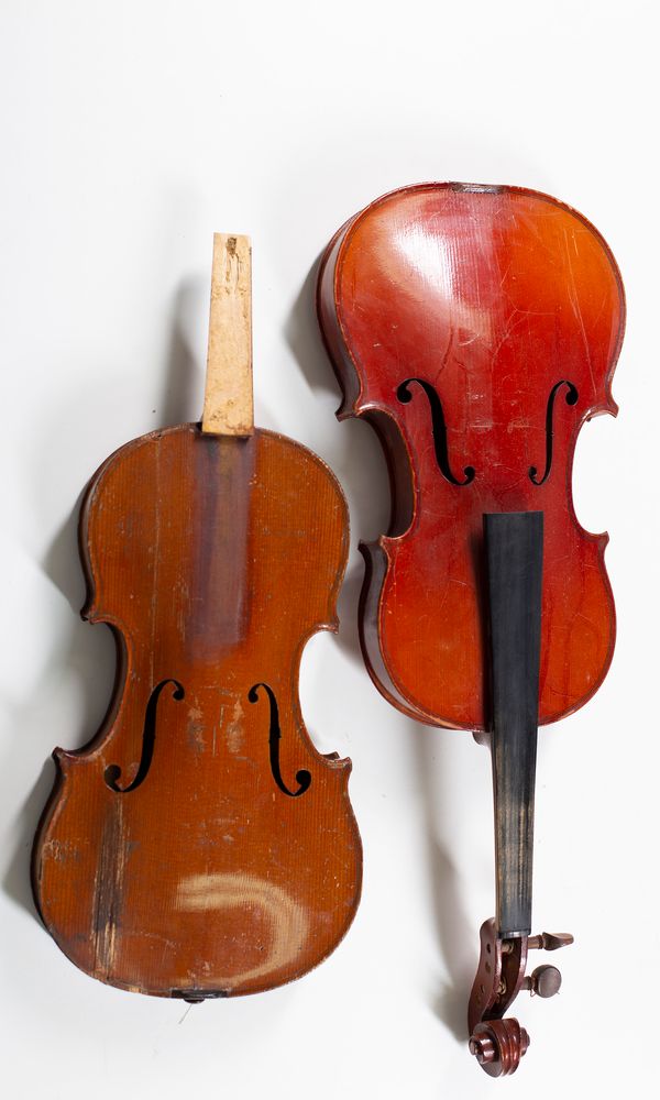 Six violin bodies