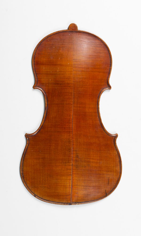 A violin back, labelled Filippo Zanisi