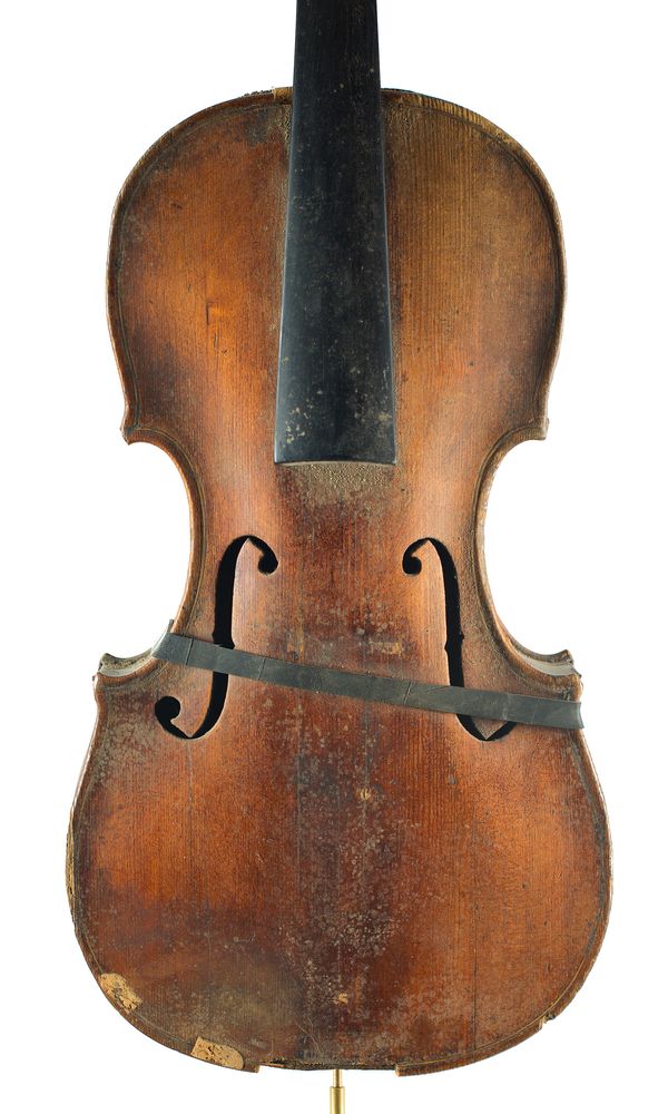 A violin, labelled Francesco Ruggeri