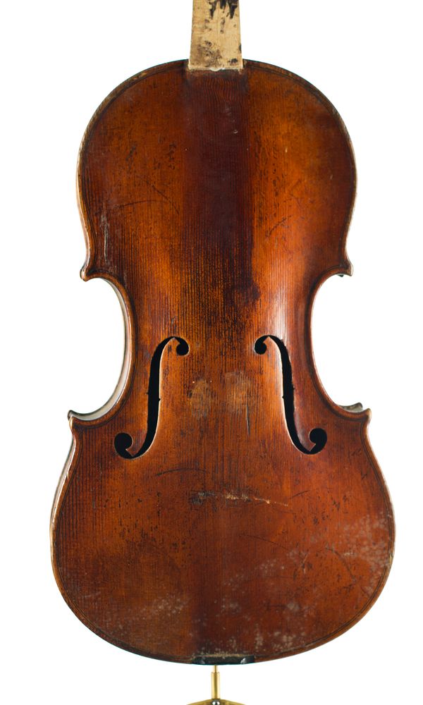 A violin, labelled Francesco Ruggieri