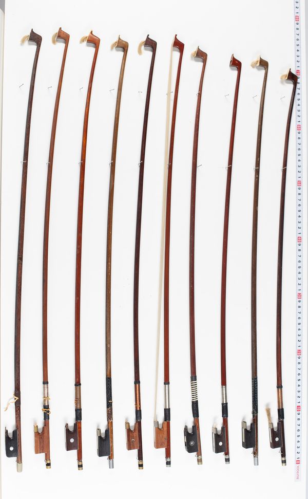 Ten violin bows, varying lengths