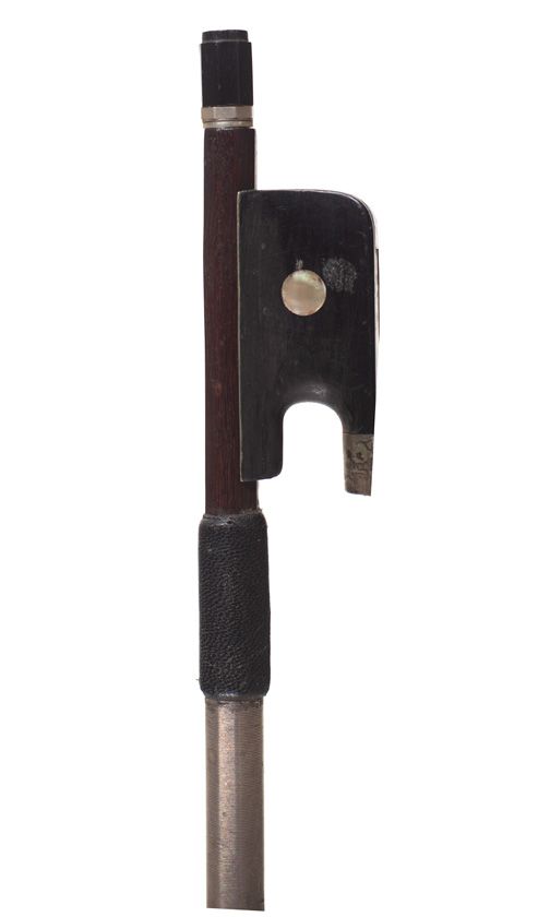 A nickel-mounted cello bow, unstamped