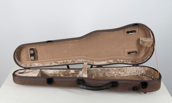 Two brown violin cases, branded Gewa