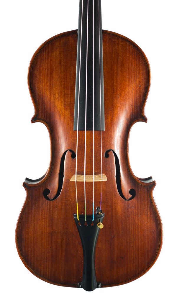 A violin, labelled Made by D. Sibbald