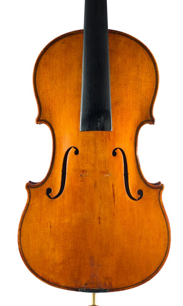 A violin, labelled Hawkes & Son