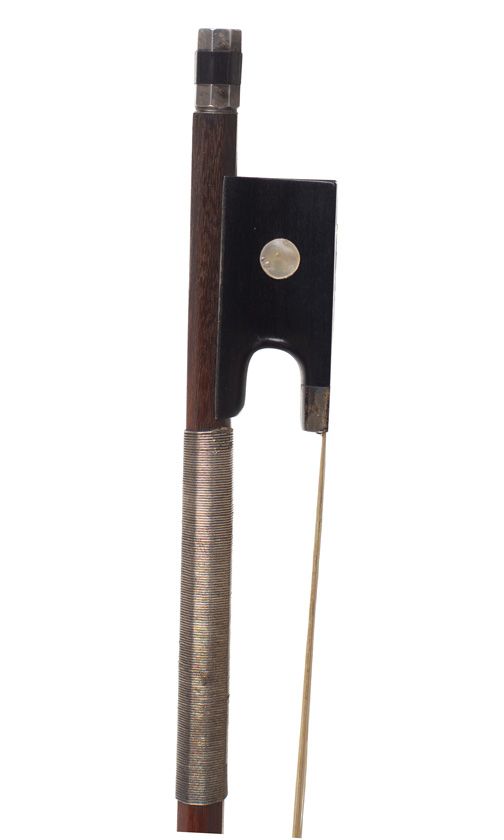 A silver-mounted violin bow, unstamped