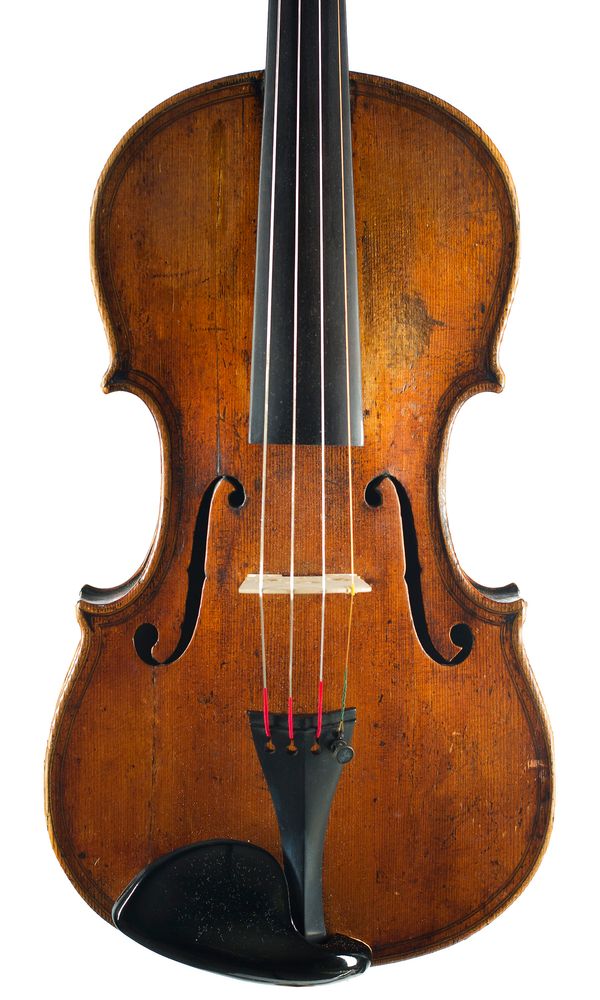 A violin, labelled Giovan Paolo Maggini