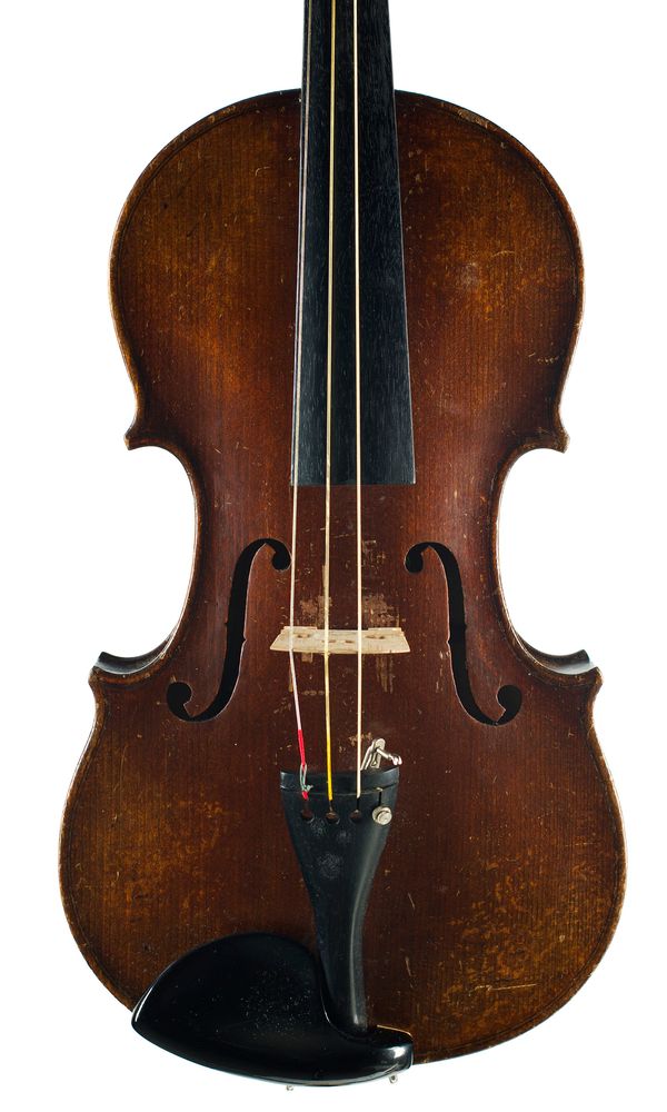 A violin, labelled Nicolaus Amatus