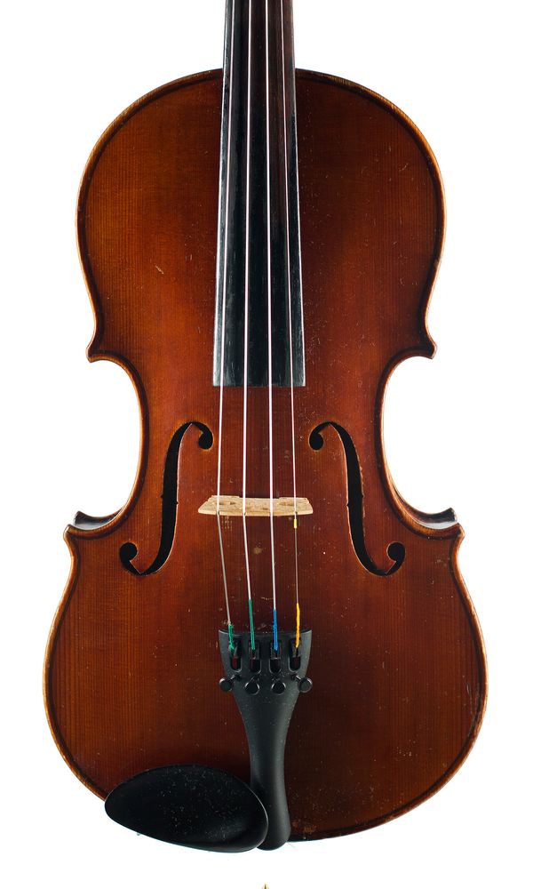 A violin, labelled Copy of Antonius Stradivarius