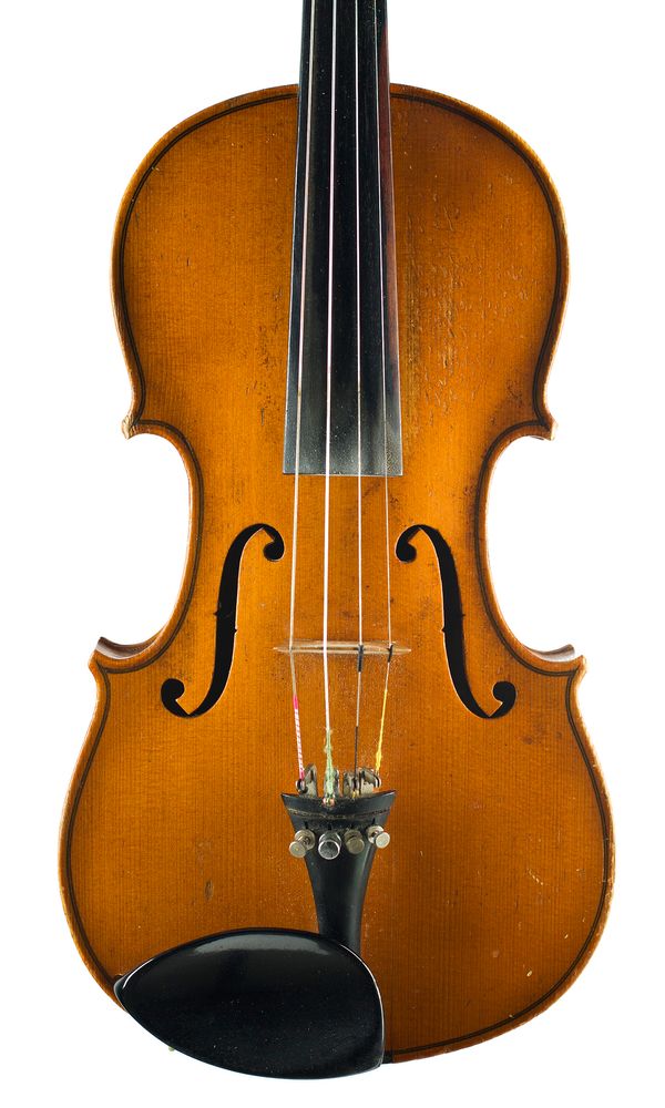 A violin, labelled Copy of Antonius Stradivarius