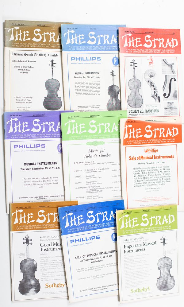 The Strad magazines - twelve from 1974 and ten from 1975