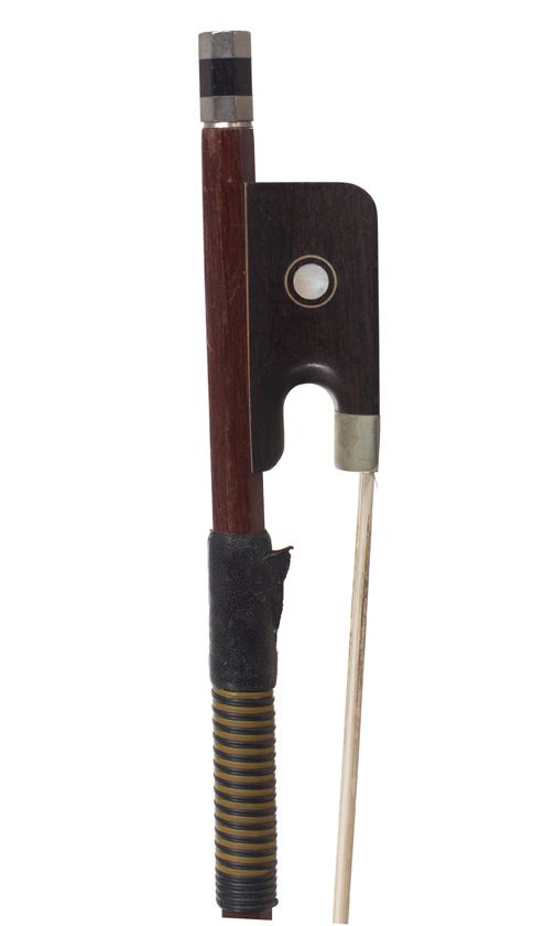 A nickel-mounted child's cello bow, unstamped