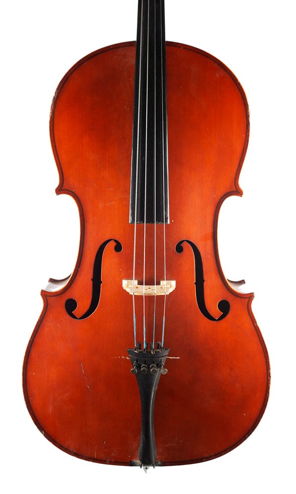 A cello, labelled Suzuki
