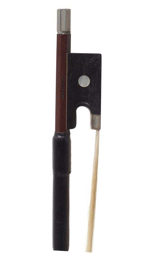 A nickel-mounted violin bow, stamped J. P. Gerard