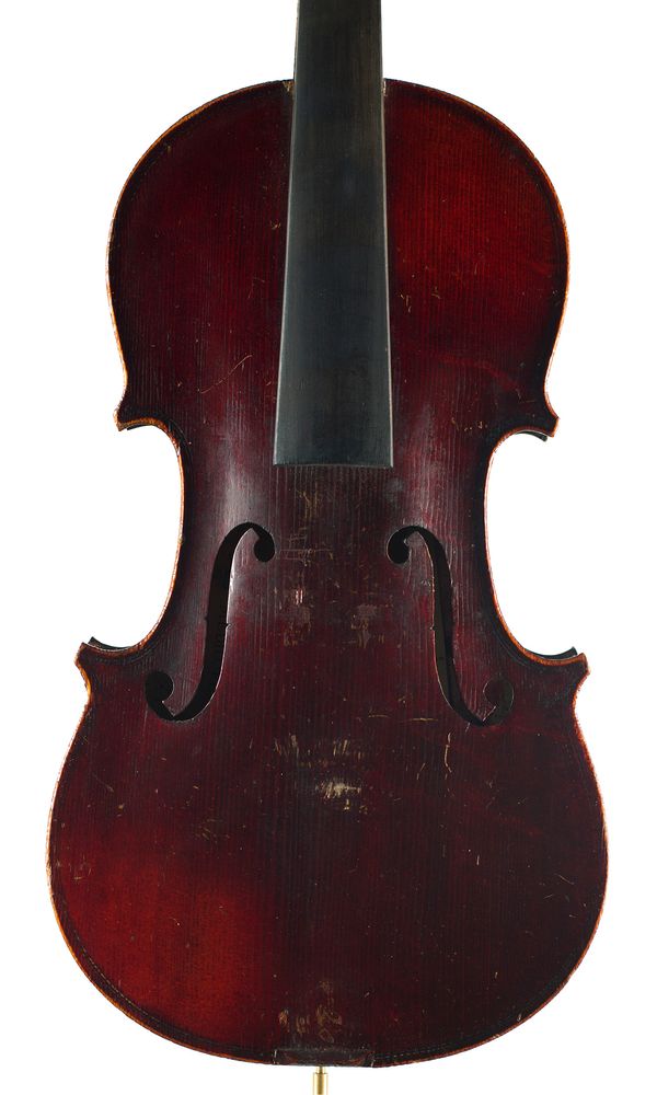 A violin, labelled Medio Fino